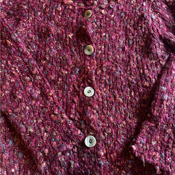 Chunky Knit Alps Burgundy Cardigan with alpaca and mohair - Picture 3 of 6